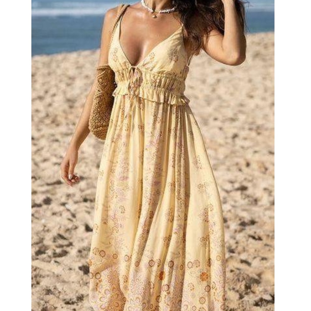 Berlook Yellow Floral Maxi Dress